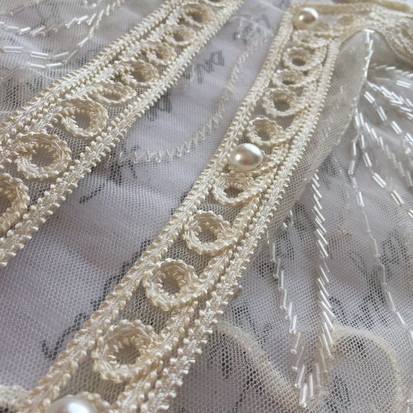 Ladies Lace Beaded Jacket Ivory L/XL Unique Int'l - Picture 1 of 14